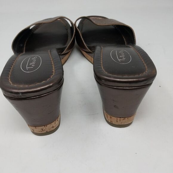 TALBOTS WEDGE SANDAL. CORK AND BRONZE. SIZE 10 B. - Picture 11 of 14